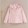 Camisa de niño naranja de rayas con capucha y bolsillo canguro
