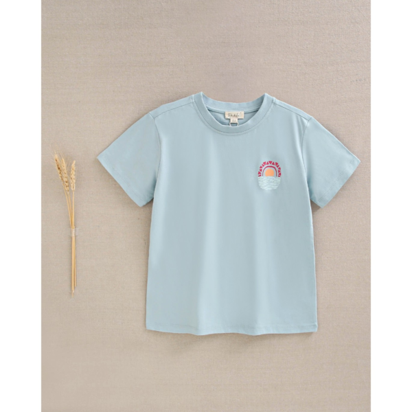 Camiseta de niño azul bondi con dibujo de Van