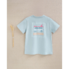 Camiseta de niño azul bondi con dibujo de Van - Imagen 2