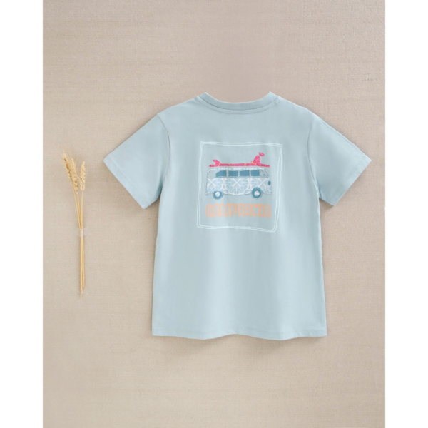 Camiseta de niño azul bondi con dibujo de Van - Imagen 2