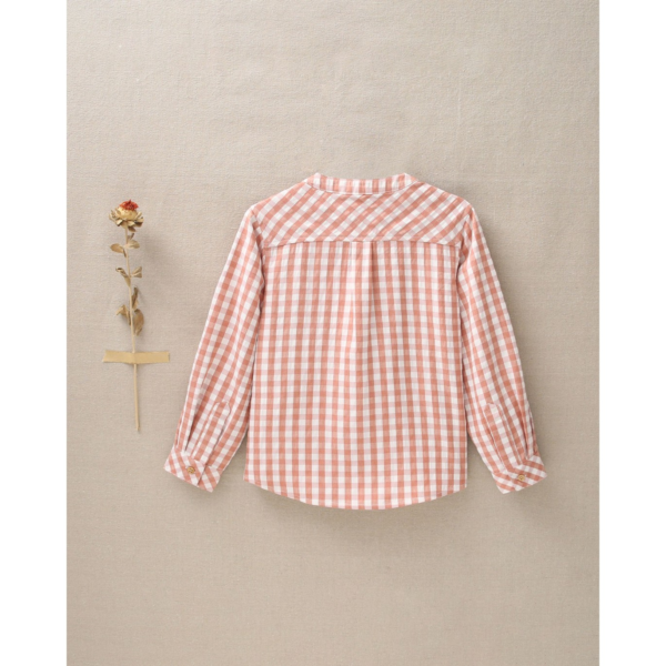 Camisa de niño con cuadros rosa y blanco y cuello - Imagen 2