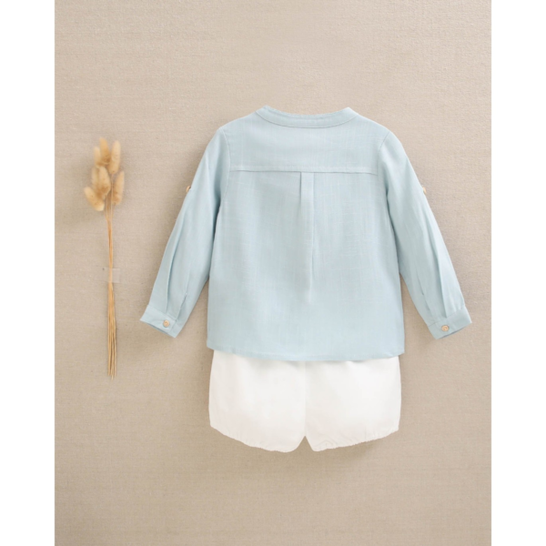 Conjunto de bebé niño de camisa azul cielo y short - Imagen 2