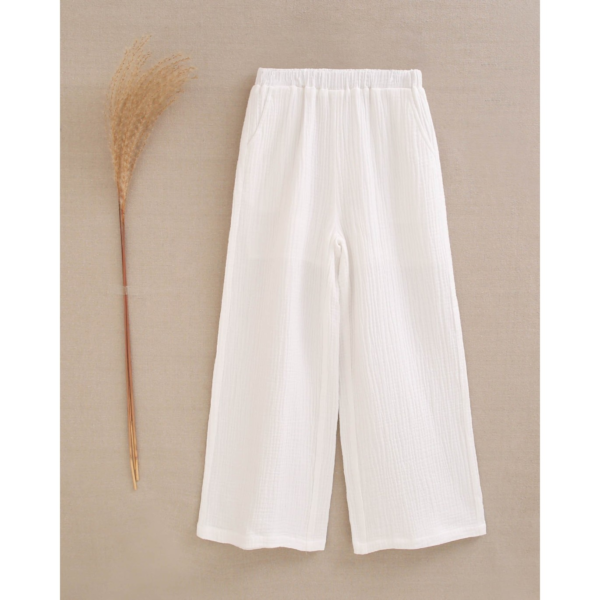 Pantalón de niña de muselina blanco fluido