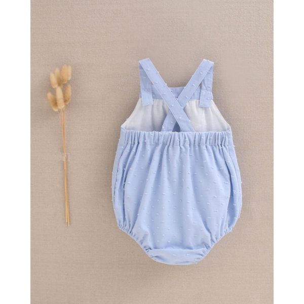 Ranita de bebé niño de plumeti azul con tirantes - Imagen 2