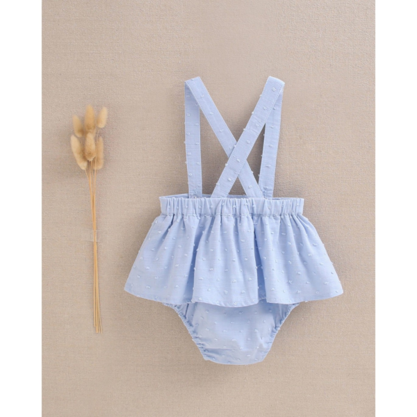 Ranita de bebé niña de plumeti azul con ribete blanco - Imagen 2