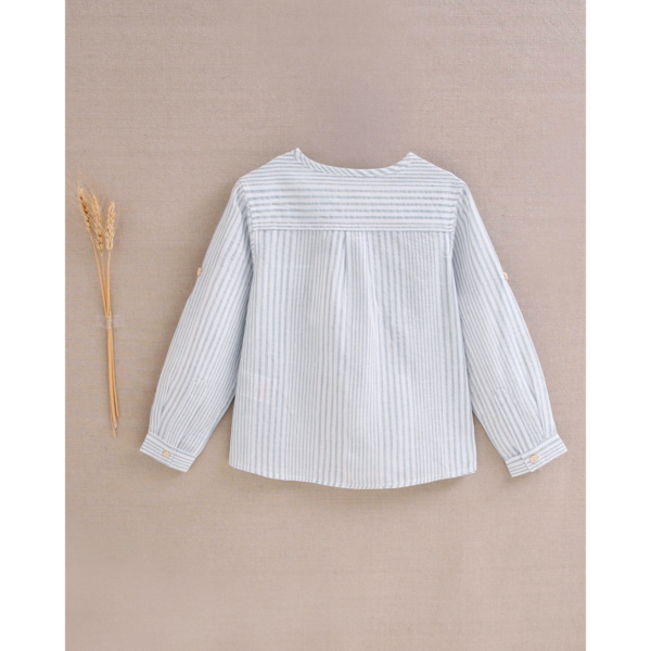 Camisa de niño de rayas azul y blanco - Imagen 2