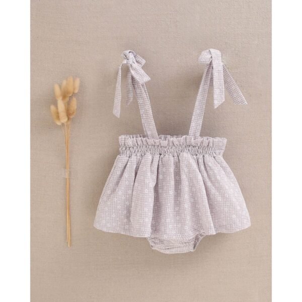 Ranita de bebé niña gris con cuadros y puntos - Imagen 2