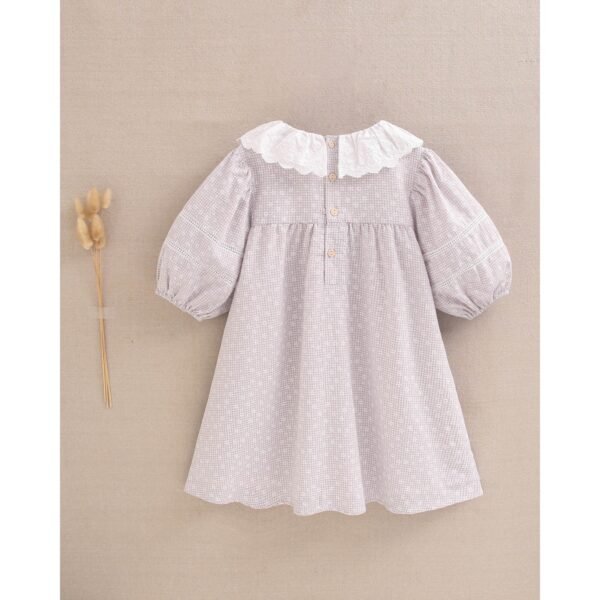 Vestido de niña gris de cuadros y puntos blanco - Imagen 2